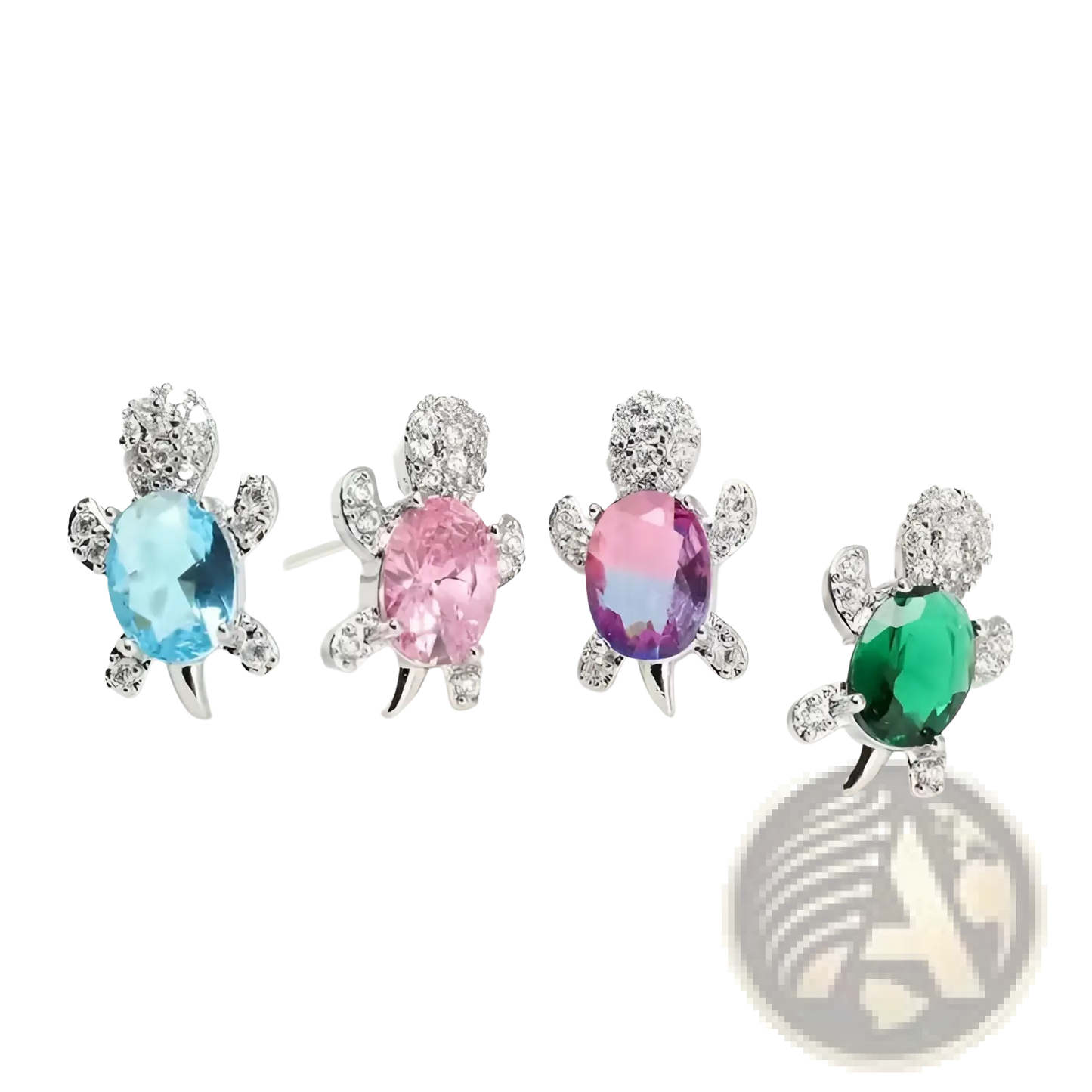 Colorful Crystal Turtle Stud Earring Set