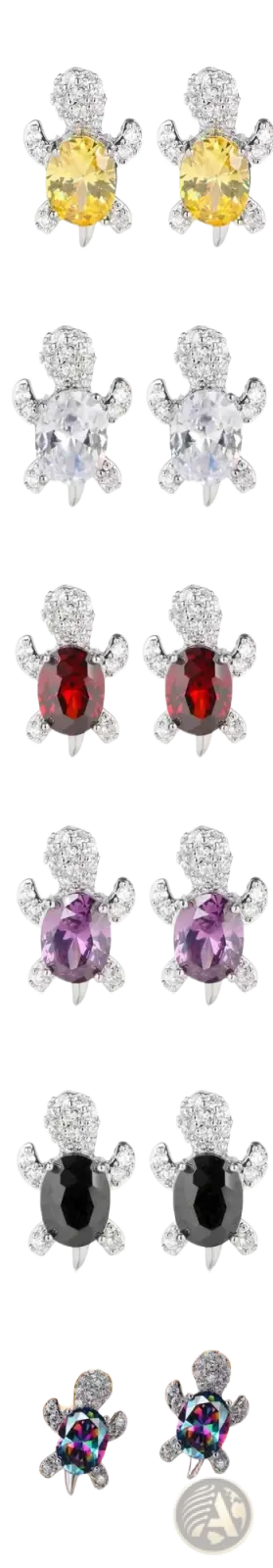 Colorful Crystal Turtle Stud Earring Set