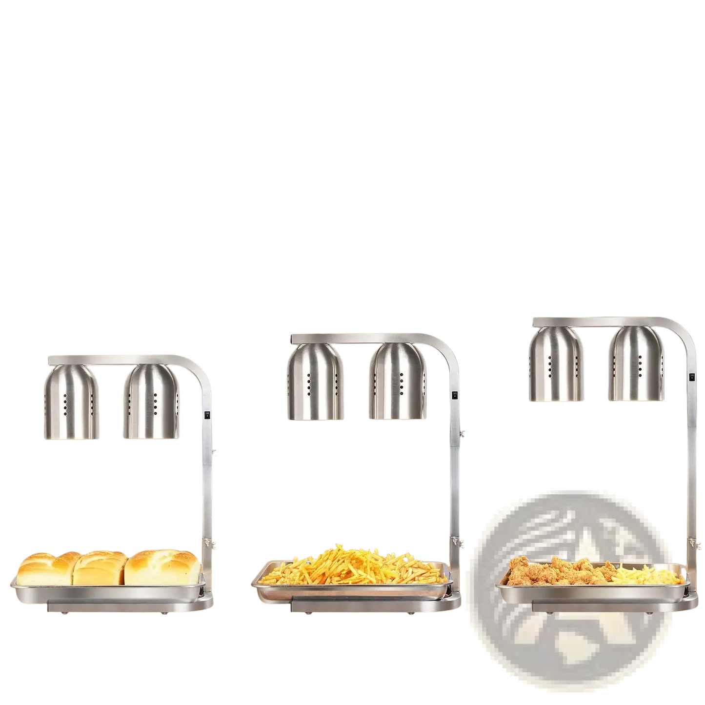 Commercial Food Heat Lamp Dual Head Stainless Steel