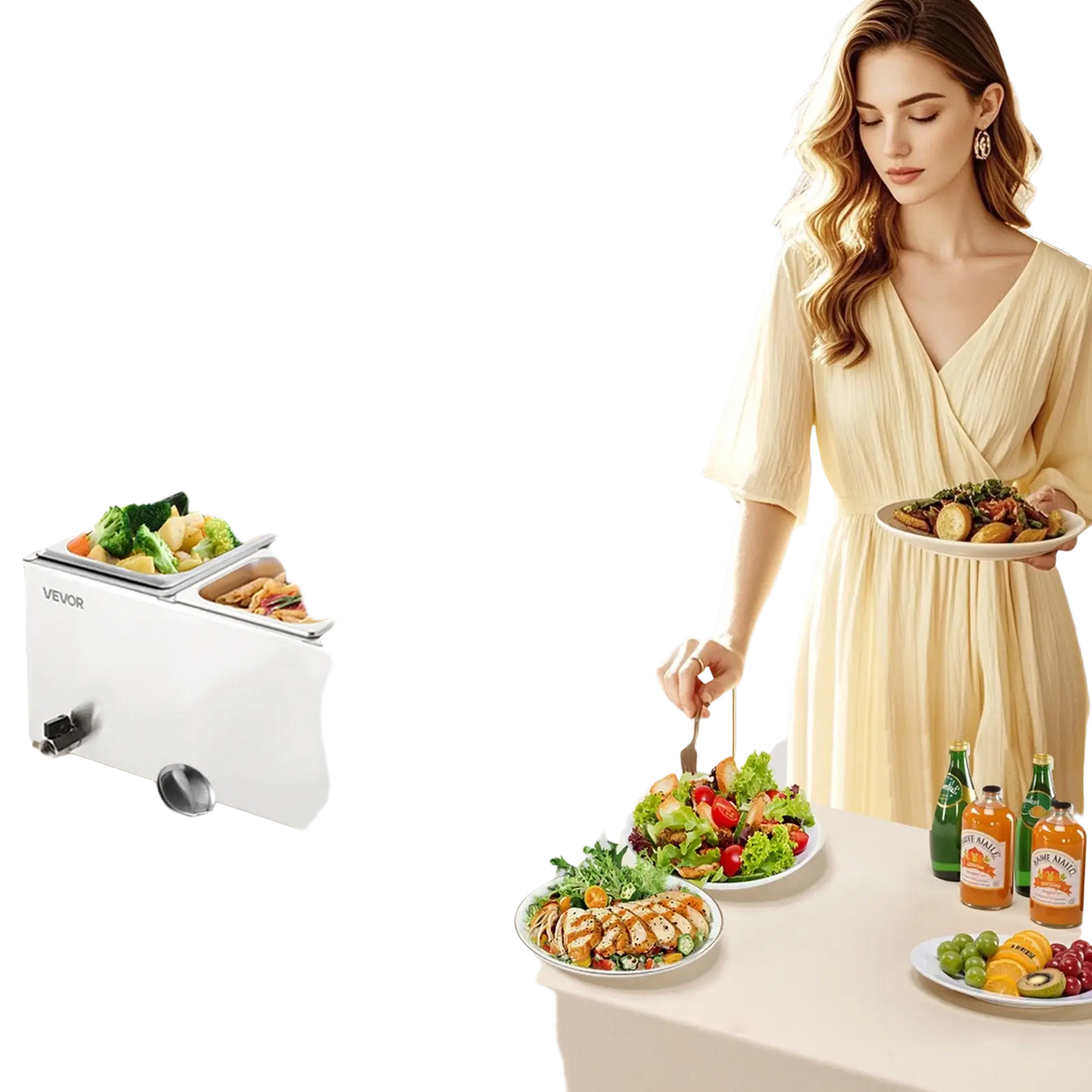 Commercial Food Warmer 5 Pan 1200w Countertop Bain Marie