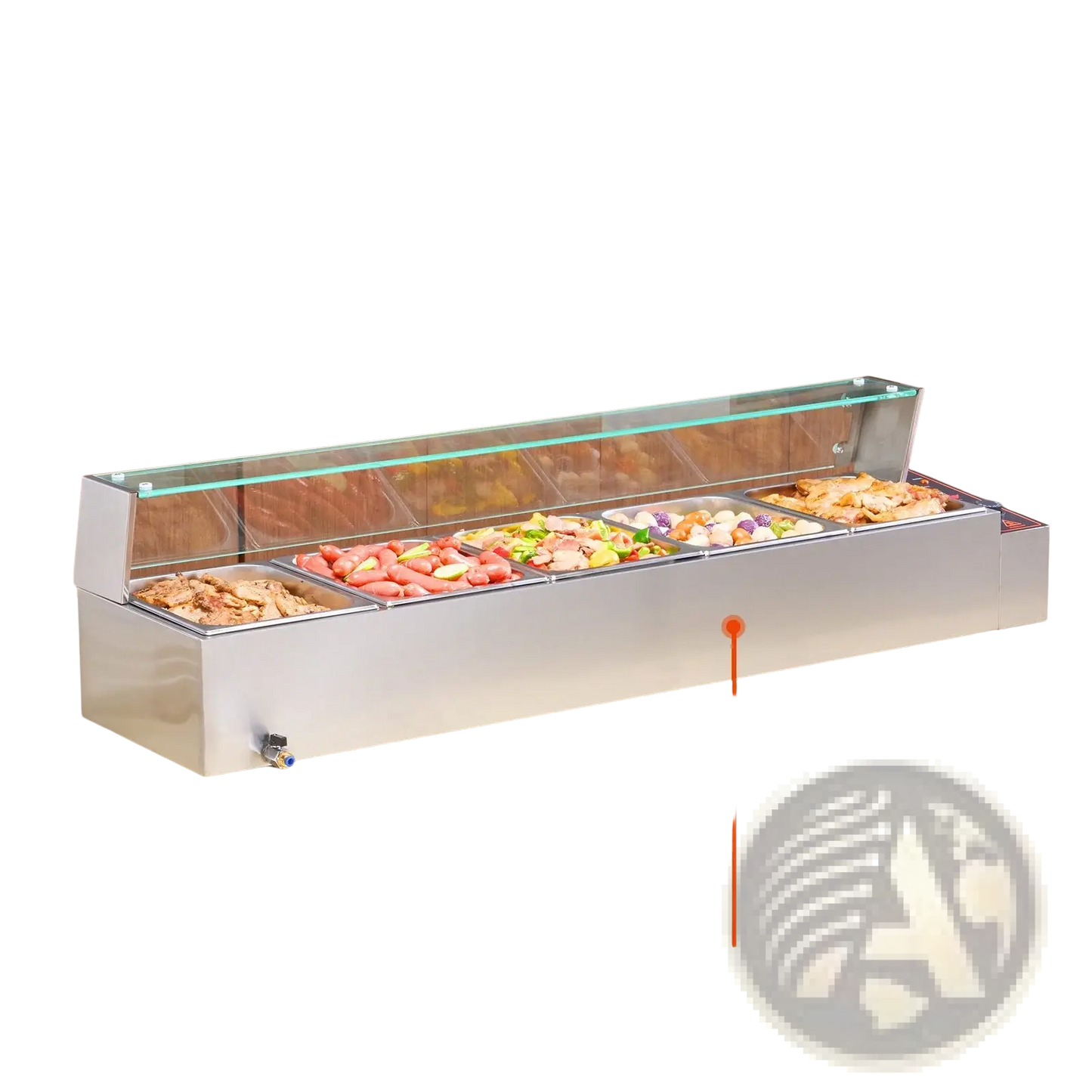 Commercial Food Warmer 5 Pan 40qt with Glass Shield