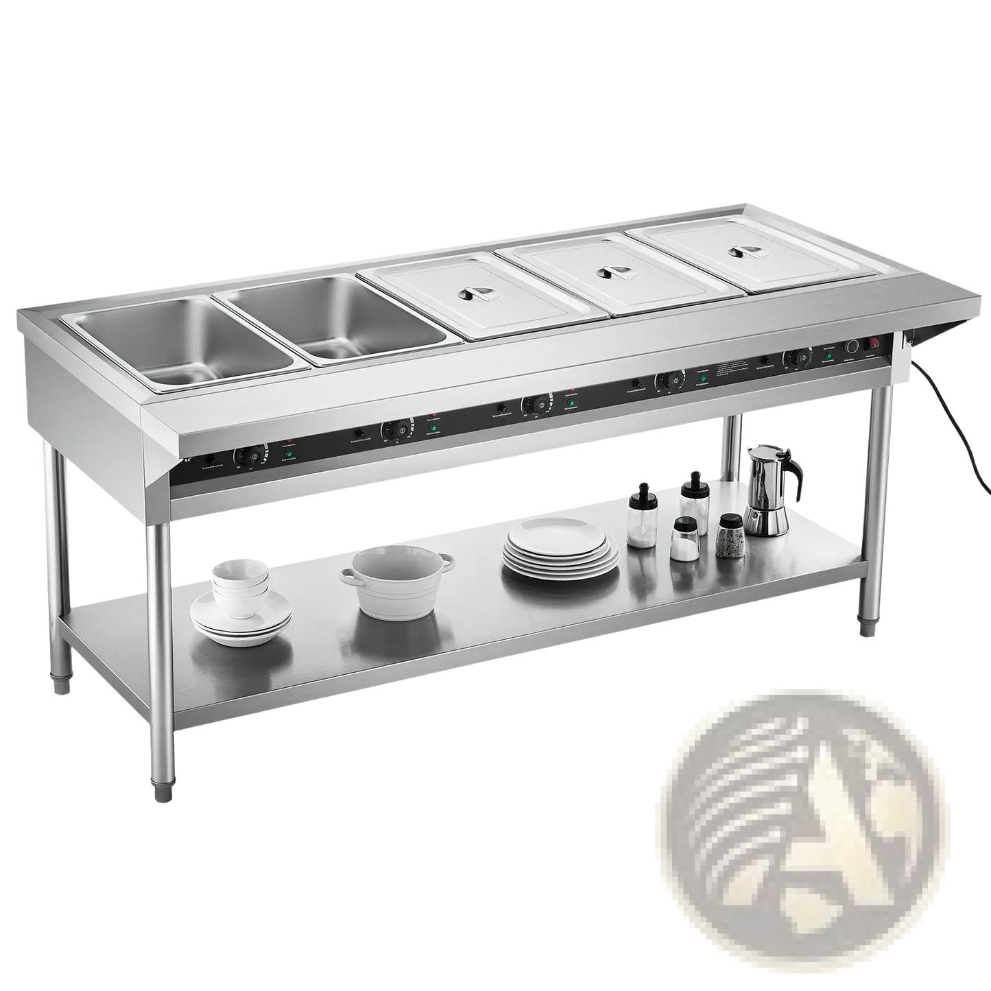 Commercial Food Warmer 5 Pan Steam Table Cart