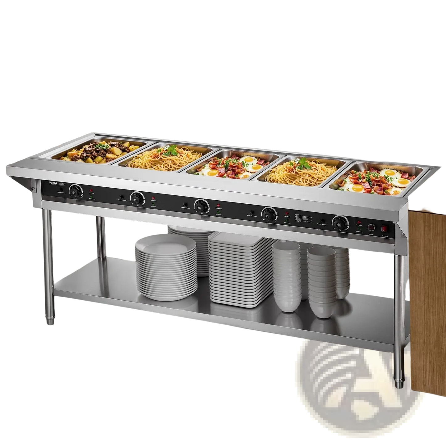 Commercial Food Warmer 5 Pan Steam Table Cart