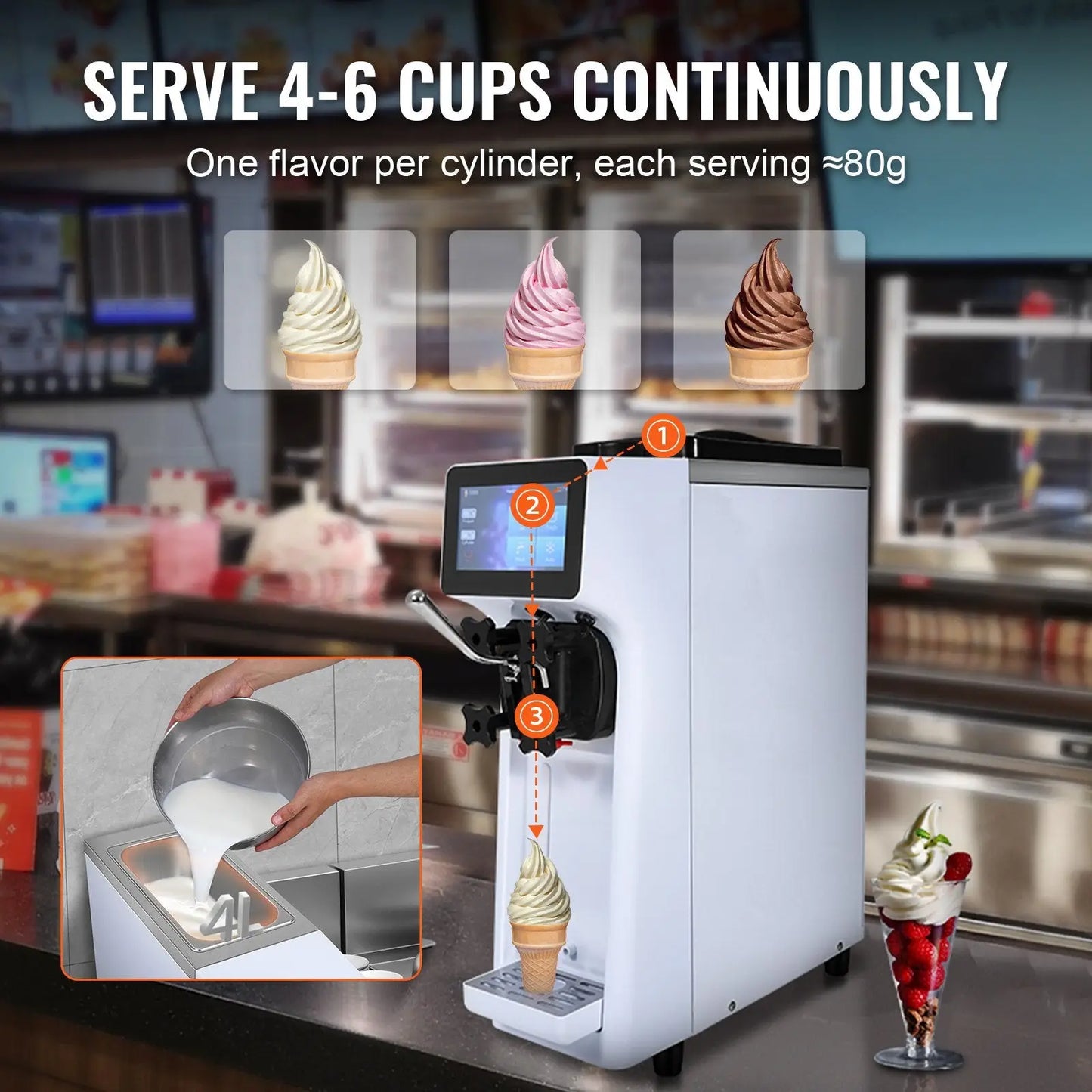 Commercial Ice Cream Machine 1000w Soft Serve Maker