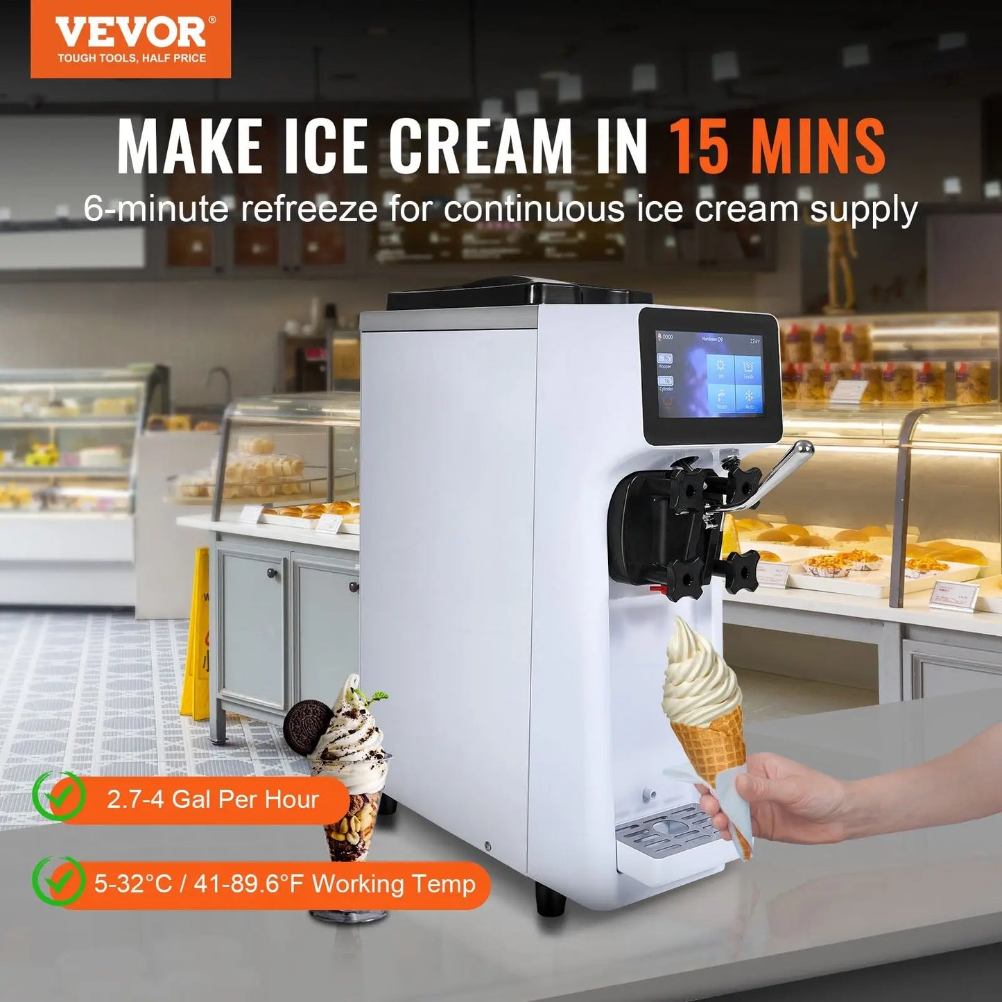 Commercial Ice Cream Machine 1000w Soft Serve Maker