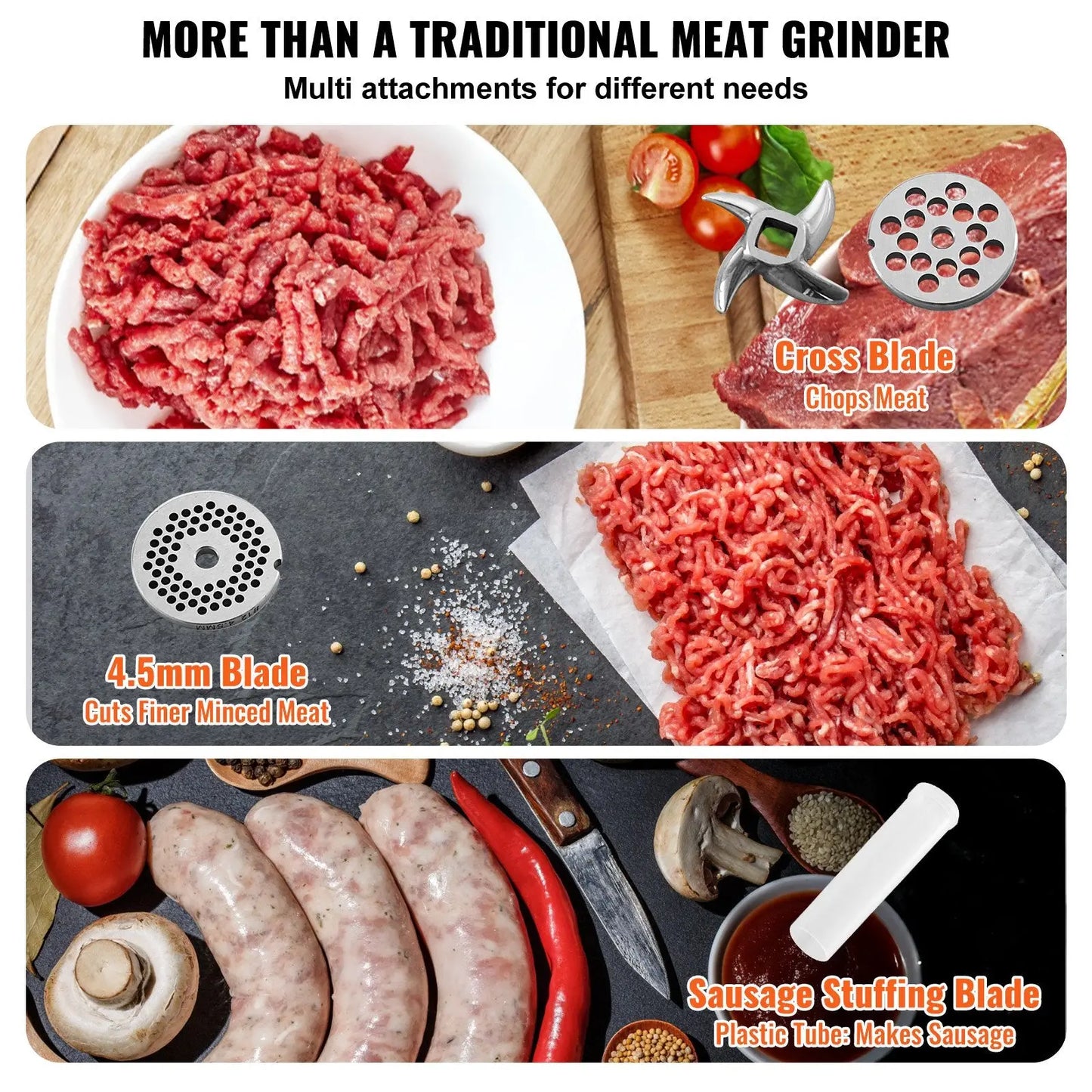 Commercial Meat Grinder 11 Lbs/min Stainless Steel 550w
