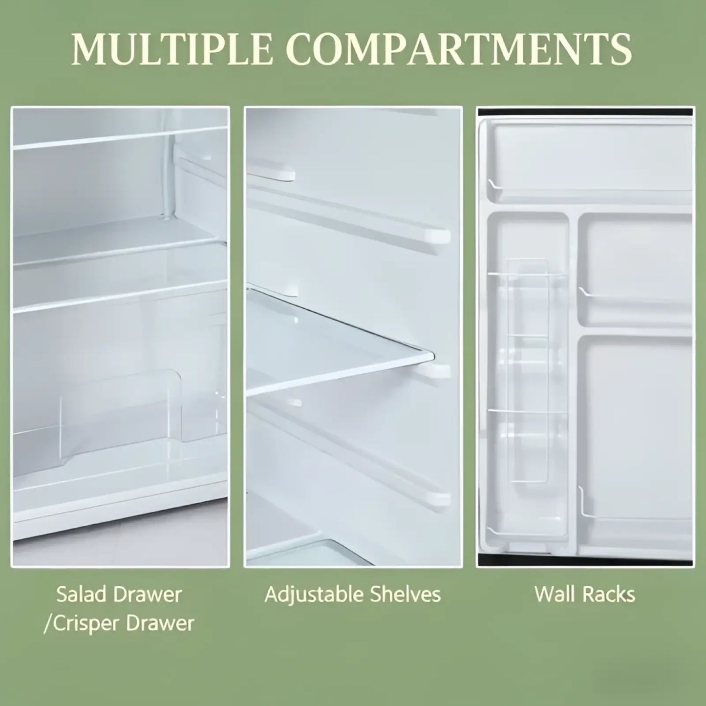 Compact 3.2 Cu. Ft. Stainless Steel Mini Fridge with Freezer
