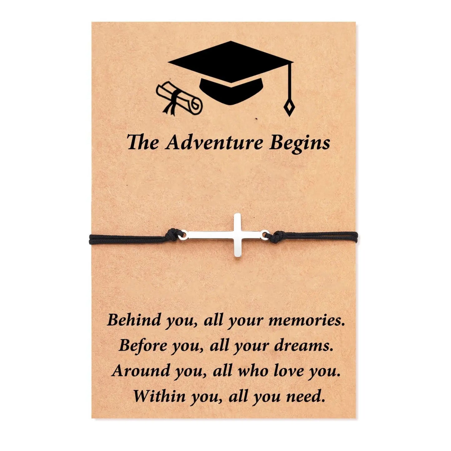 Compass Charm Graduation Adventure Cord Bracelet