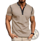 Contrast Trim Short Sleeve Henley Polo Shirt