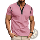 Contrast Trim Short Sleeve Henley Polo Shirt