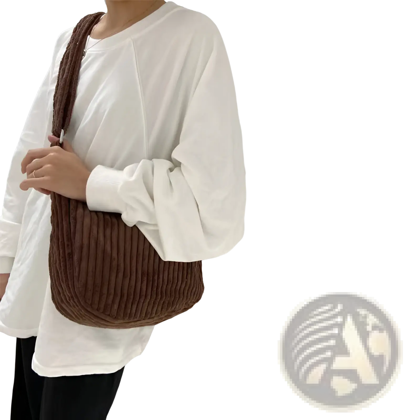 Corduroy Crossbody Shoulder Bag with Adjustable Strap