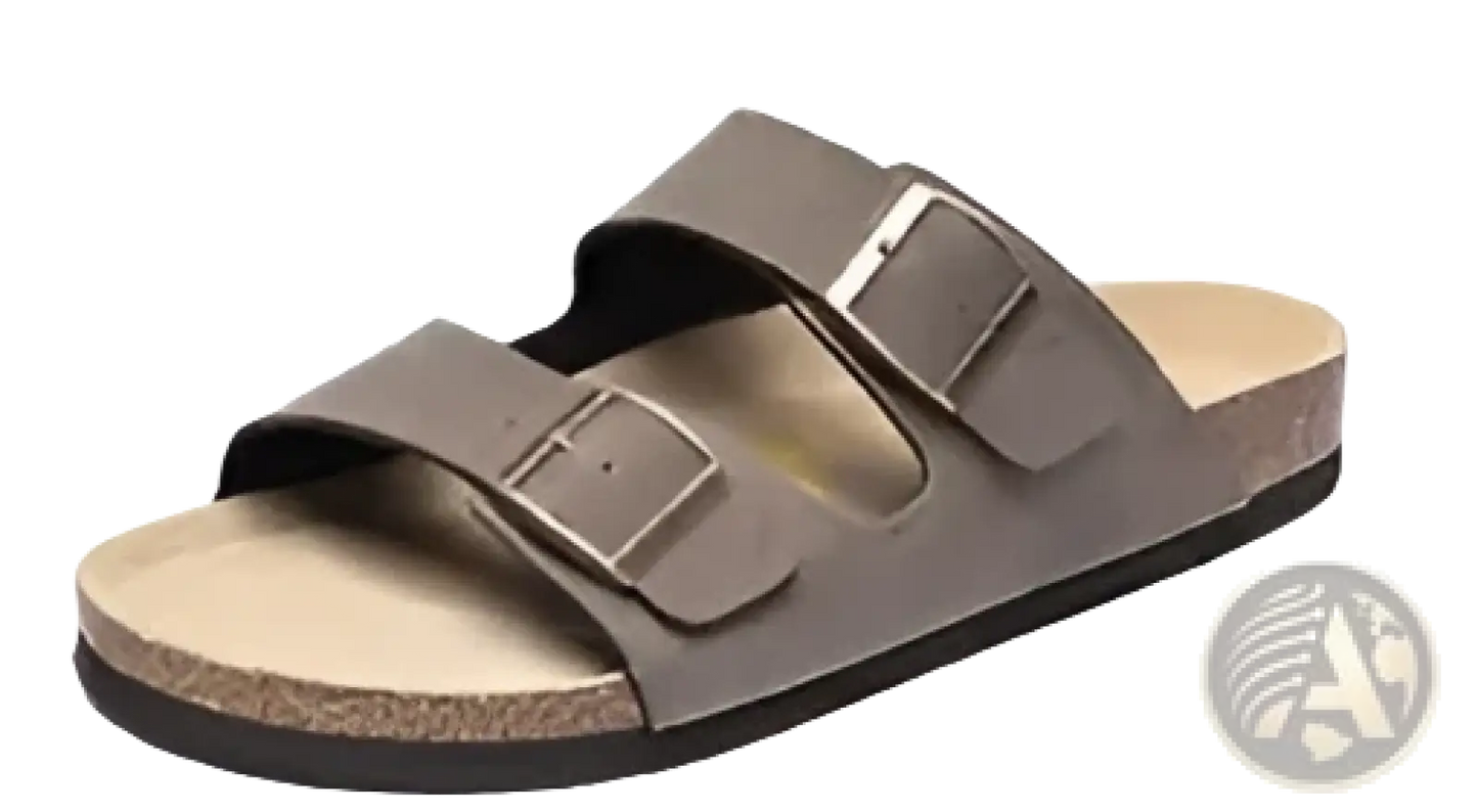 Cork Footbed Leather Two Strap Sandals
