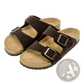 Cork Footbed Leather Two Strap Sandals