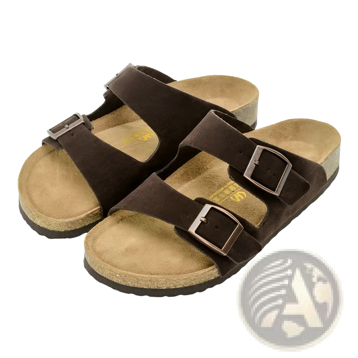 Cork Footbed Leather Two Strap Sandals
