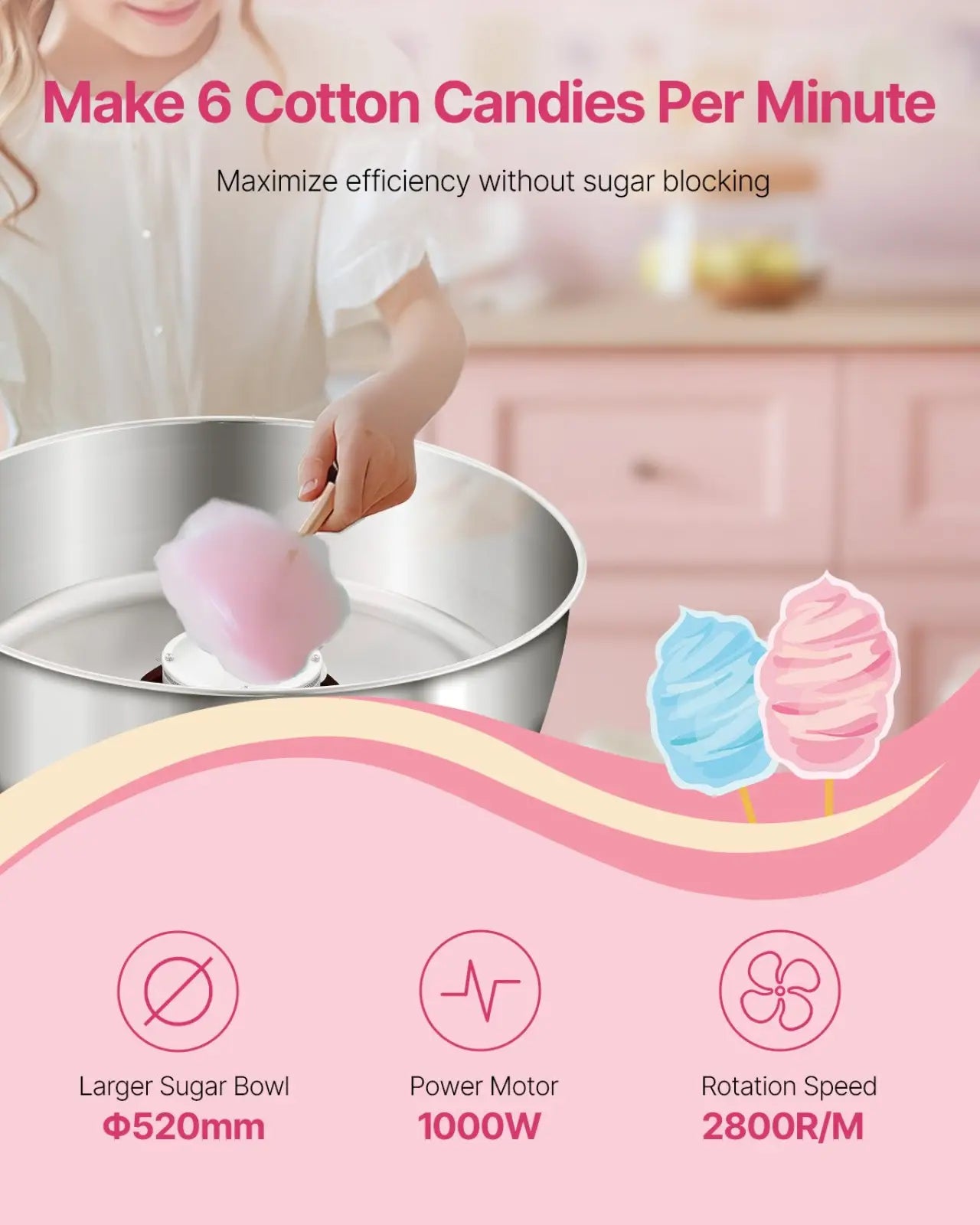 Cotton Candy Machine 1000w Commercial Floss Maker