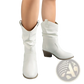 Cowboy Boots for Women Square Heel Mid Calf Pu Leather