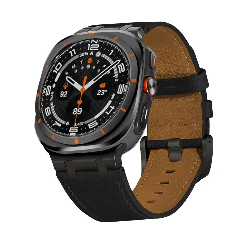 Premium Crazy Horse Leather Watch Strap with Silver Buckle
