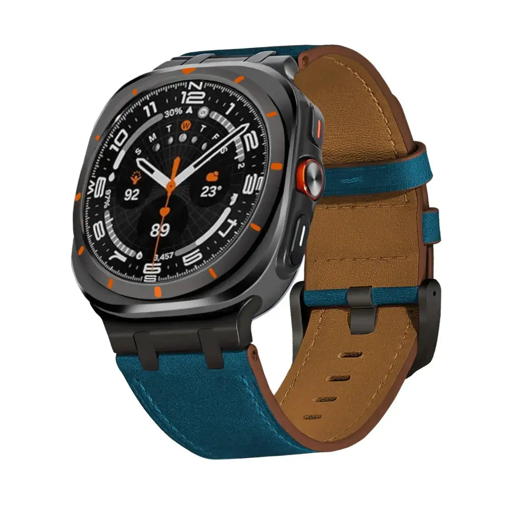 Premium Crazy Horse Leather Watch Strap with Silver Buckle