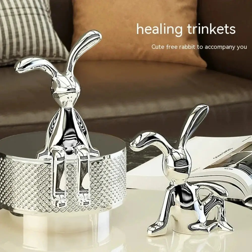Minimalist Golden Long Eared Rabbit Figurine Decor