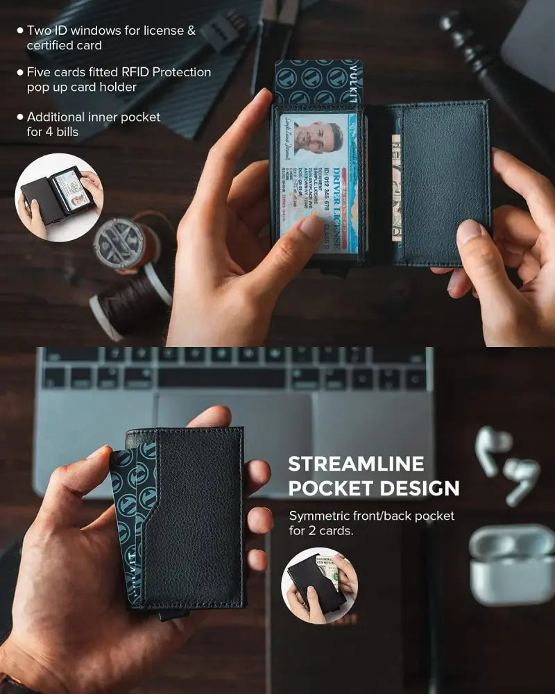 Rfid Blocking Patterned Leather Slim Wallet
