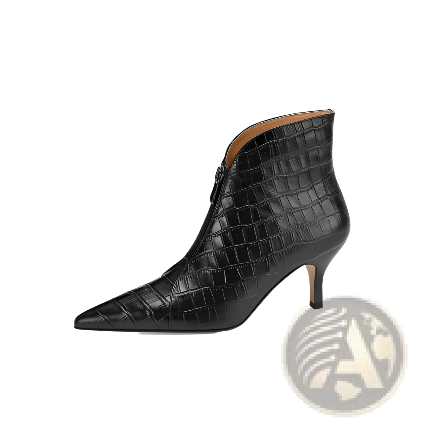 Croc Embossed Leather Stiletto Ankle Boots