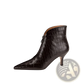 Croc Embossed Leather Stiletto Ankle Boots