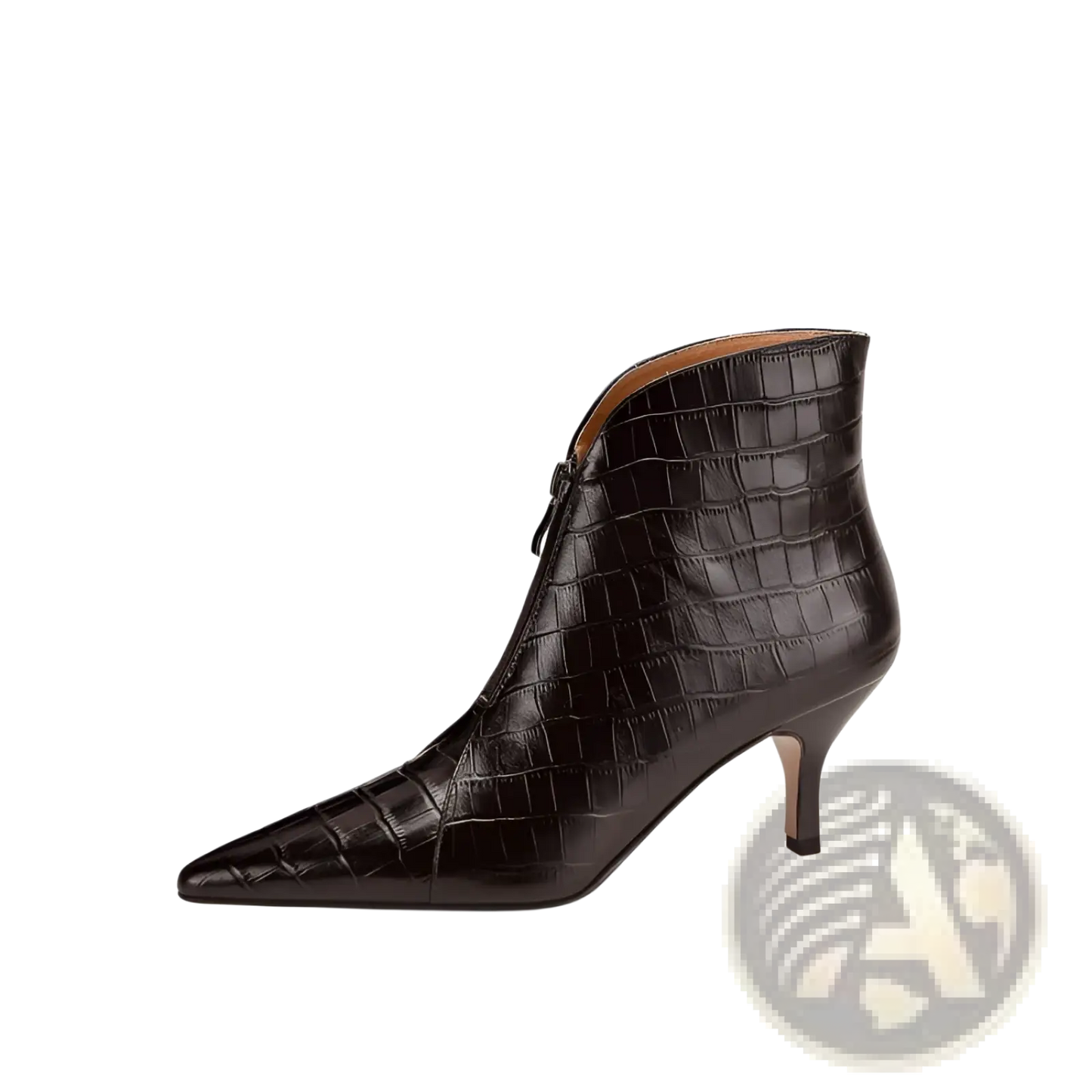 Croc Embossed Leather Stiletto Ankle Boots