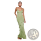 Crochet Floral Lace Mermaid Maxi Dress with Glitter Accents