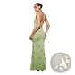 Crochet Floral Lace Mermaid Maxi Dress with Glitter Accents