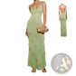 Crochet Floral Lace Mermaid Maxi Dress with Glitter Accents