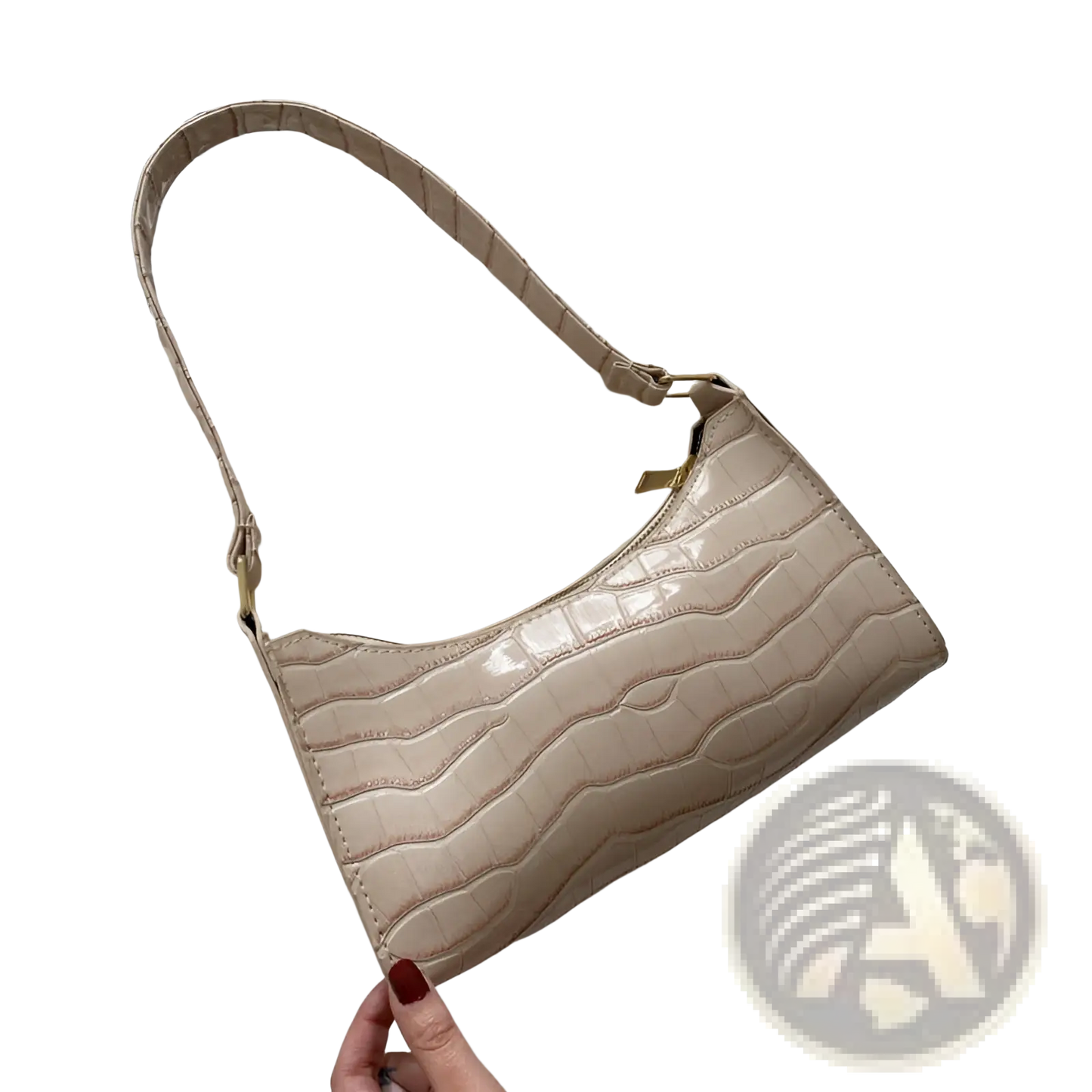 Crocodile Embossed Pu Leather Crescent Messenger Bag