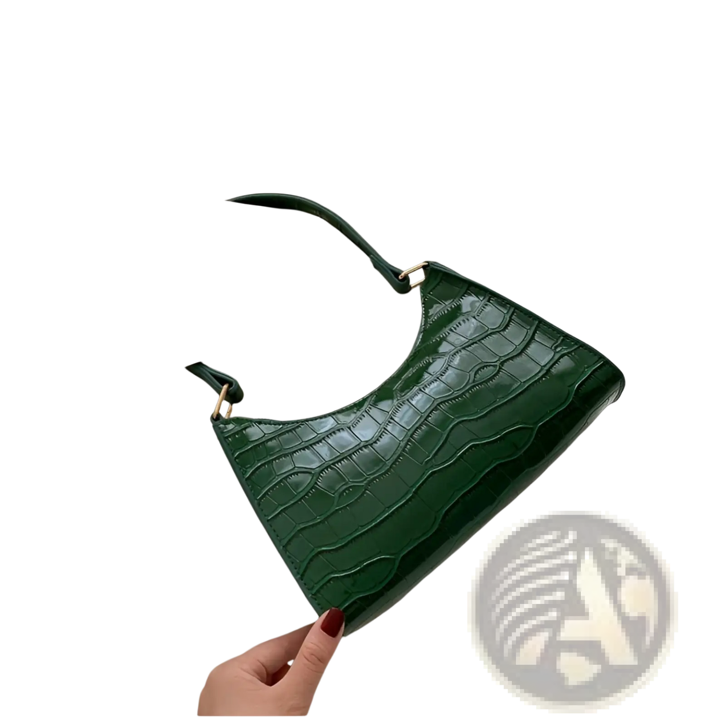 Crocodile Embossed Pu Leather Crescent Messenger Bag