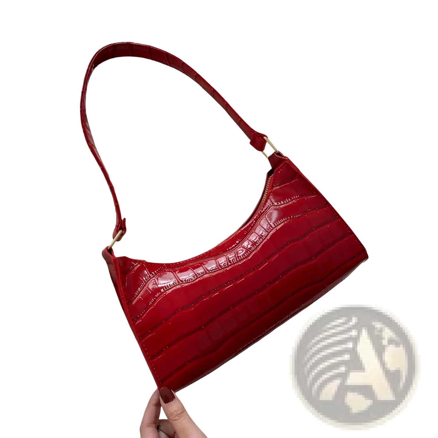 Crocodile Embossed Pu Leather Crescent Messenger Bag