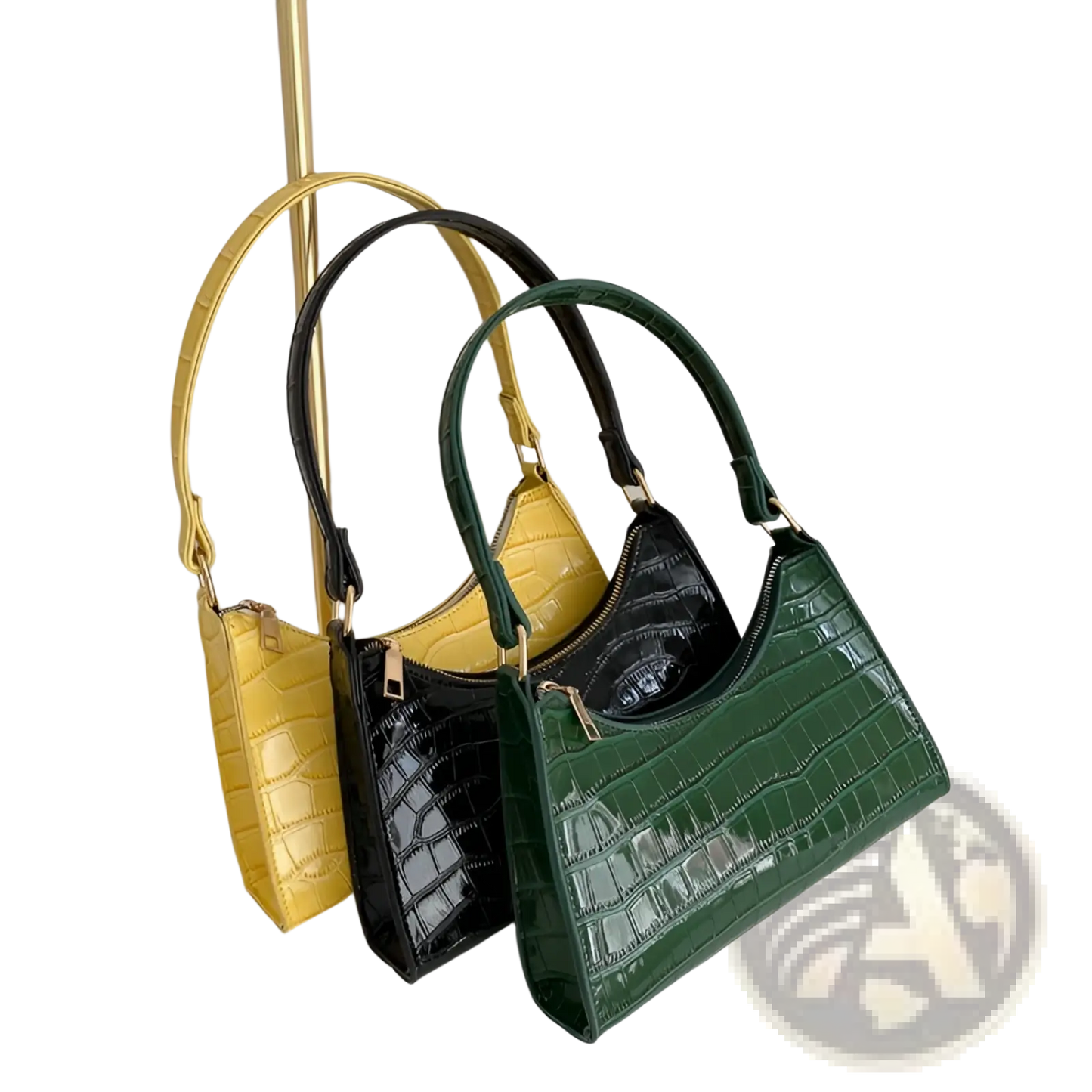 Crocodile Embossed Pu Leather Crescent Messenger Bag
