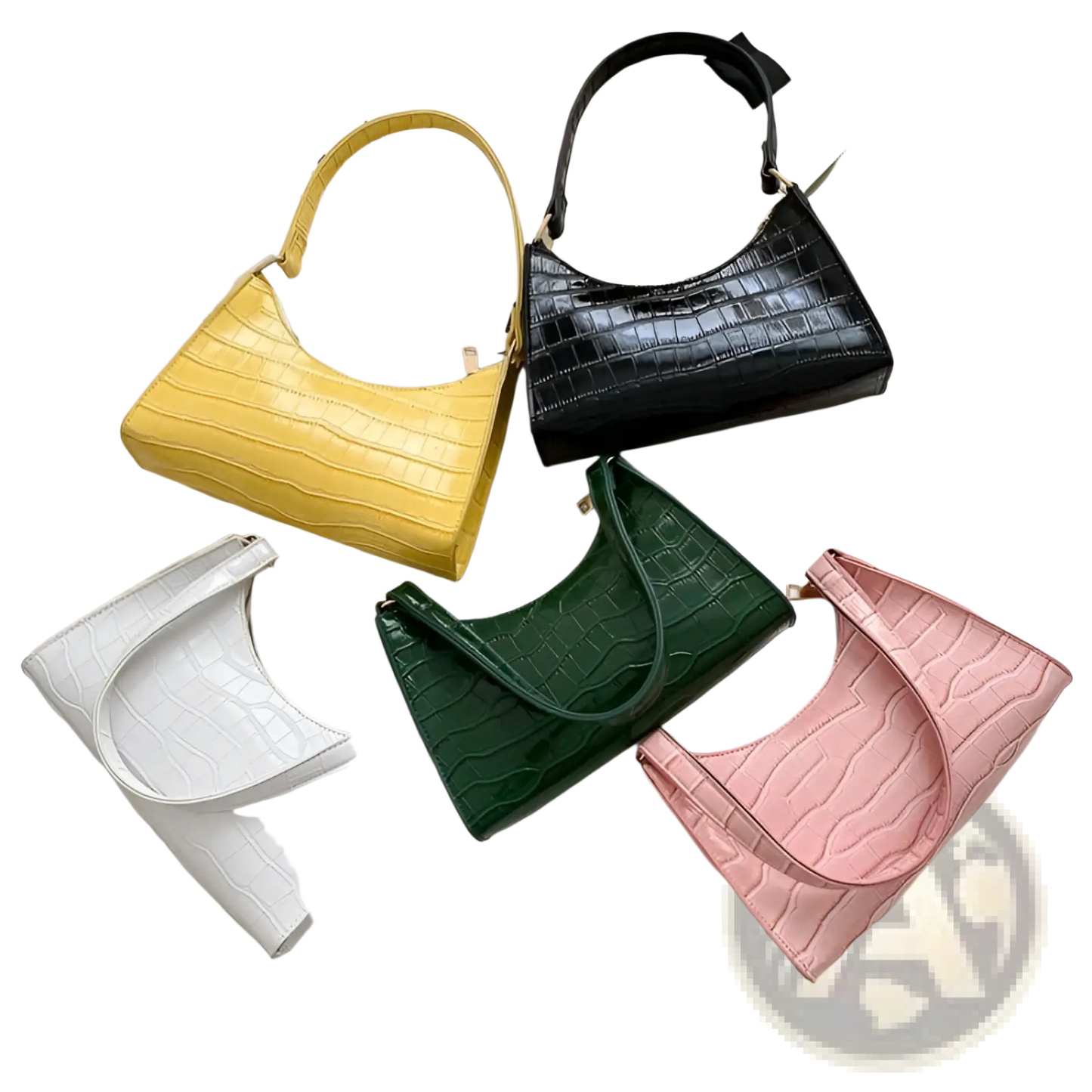 Crocodile Embossed Pu Leather Crescent Messenger Bag