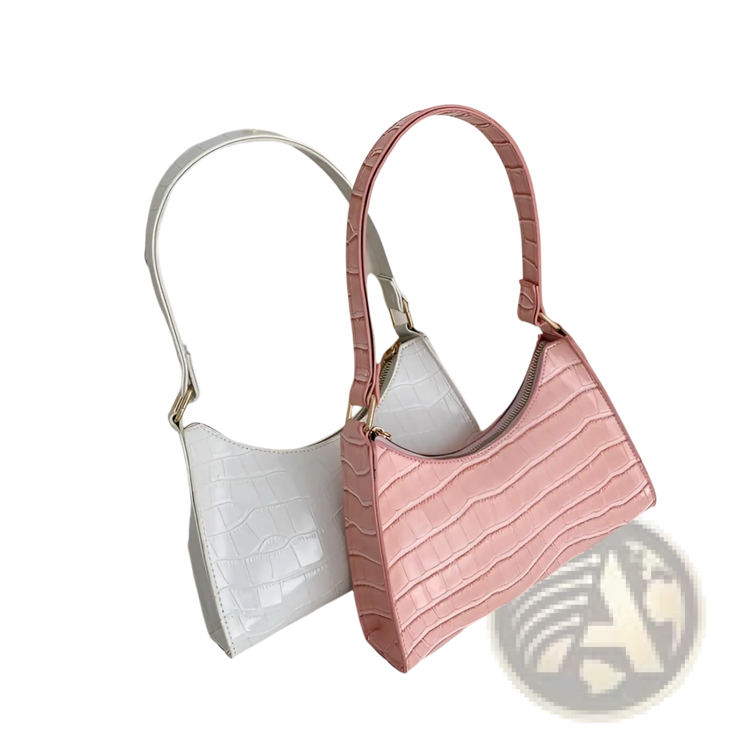 Crocodile Embossed Pu Leather Crescent Messenger Bag