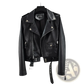 Crocodile Faux Leather Cropped Biker Jacket with Belt