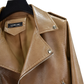 Crocodile Faux Leather Cropped Biker Jacket with Belt