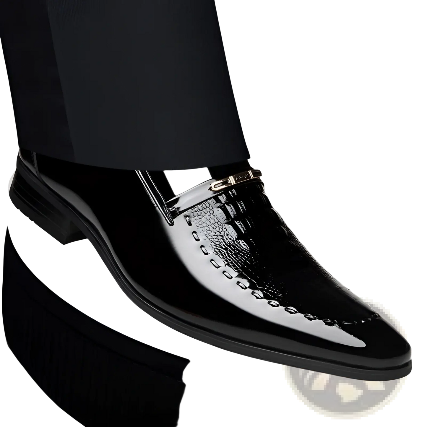 Crocodile Patent Leather Men's Loafers with Buckle