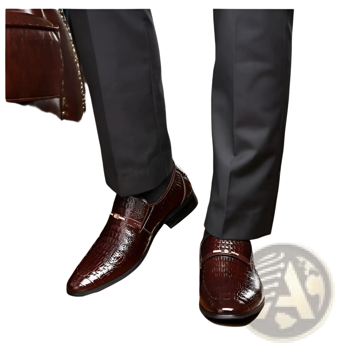 Crocodile Patent Leather Men's Loafers with Buckle