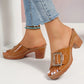 Crocodile Textured Chunky Heel Peep Toe Sandals