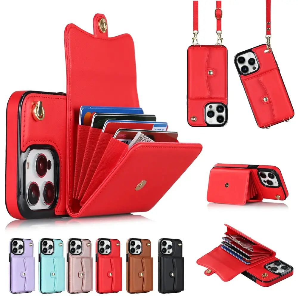 Leather Crossbody Phone Wallet with Card Holder