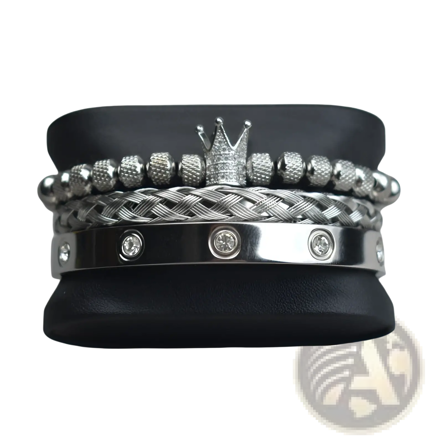 Crown Royal Diamond Beaded Bracelet Set with Braided Bands
