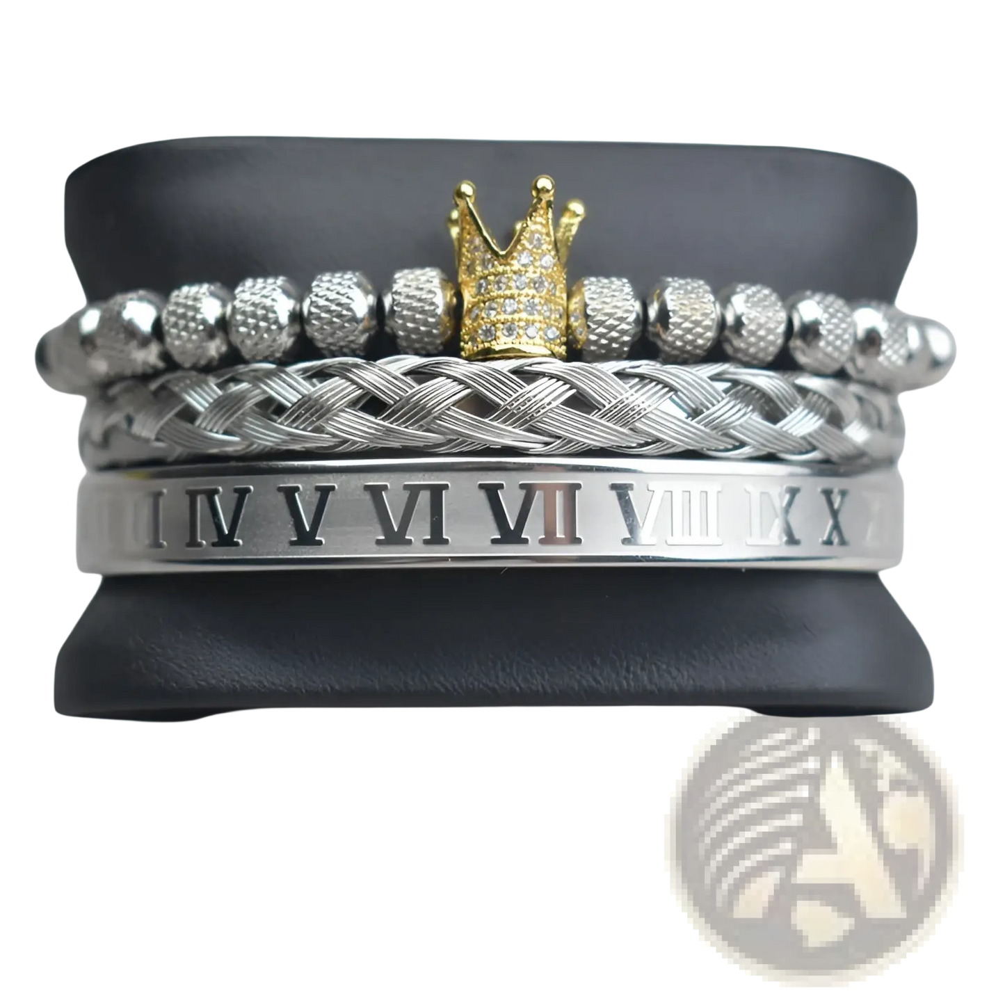 Crown Royal Diamond Beaded Bracelet Set with Braided Bands