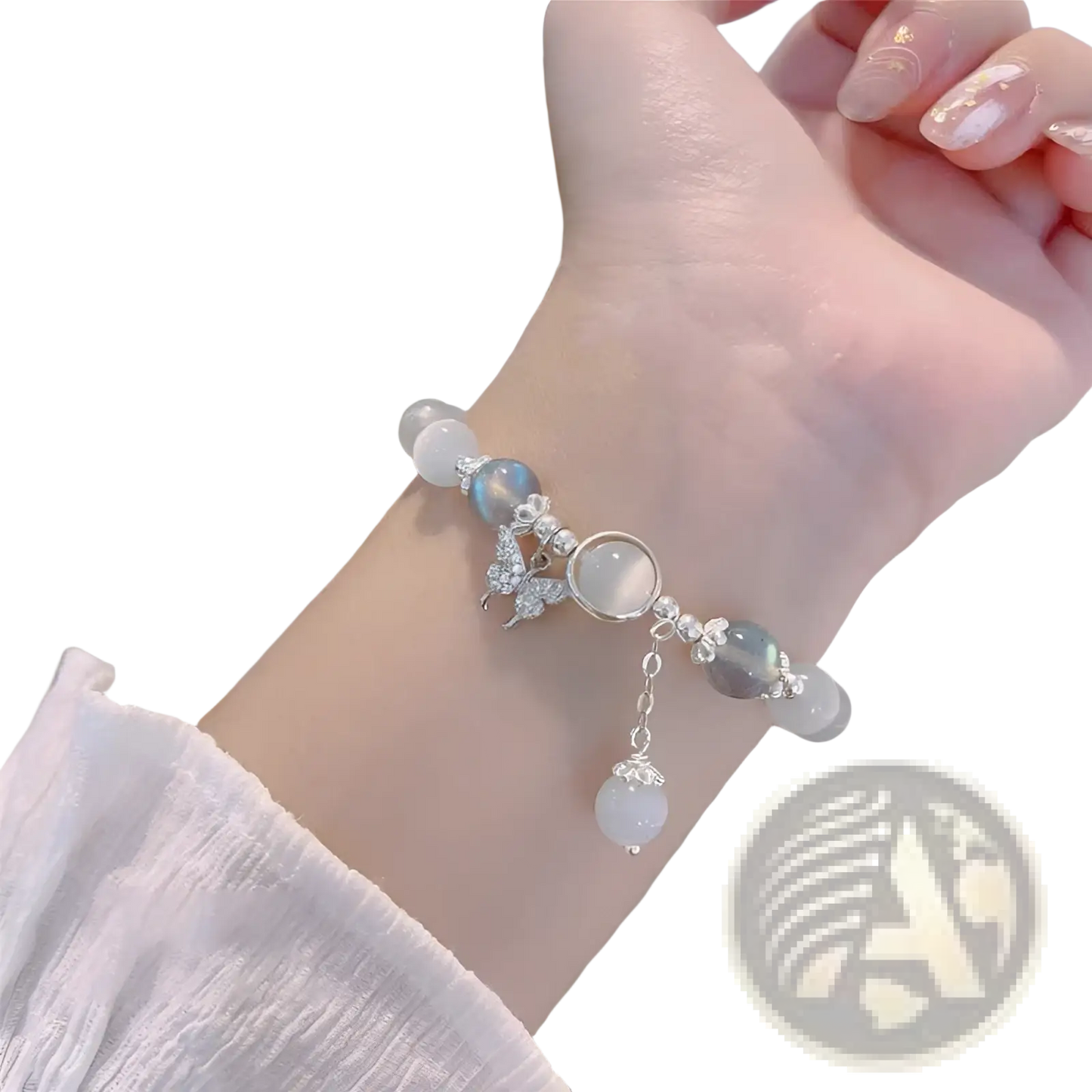 Crystal Butterfly Cat’s Eye Bead Bracelet