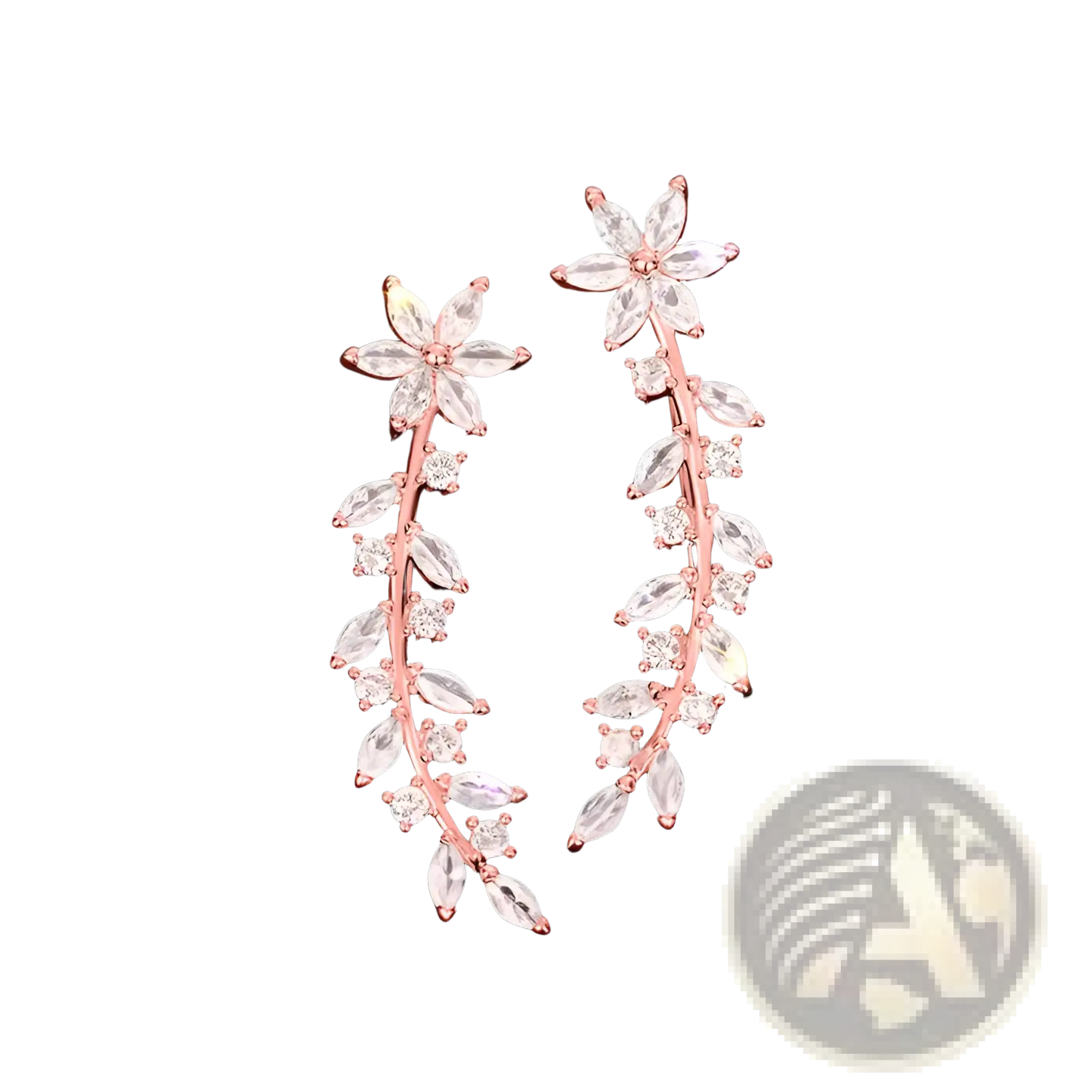 Crystal Floral Vine Ear Climber Earrings for Women