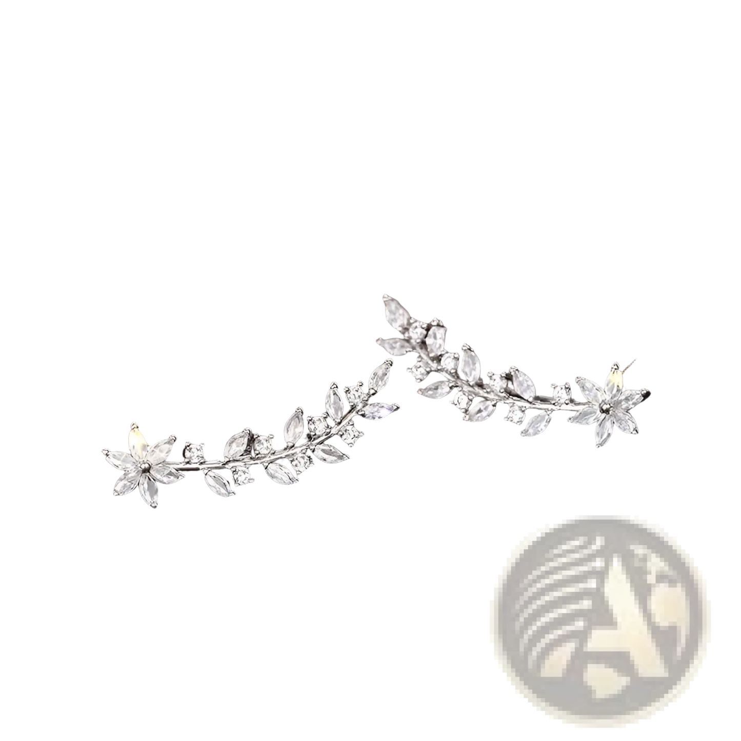 Crystal Floral Vine Ear Climber Earrings for Women