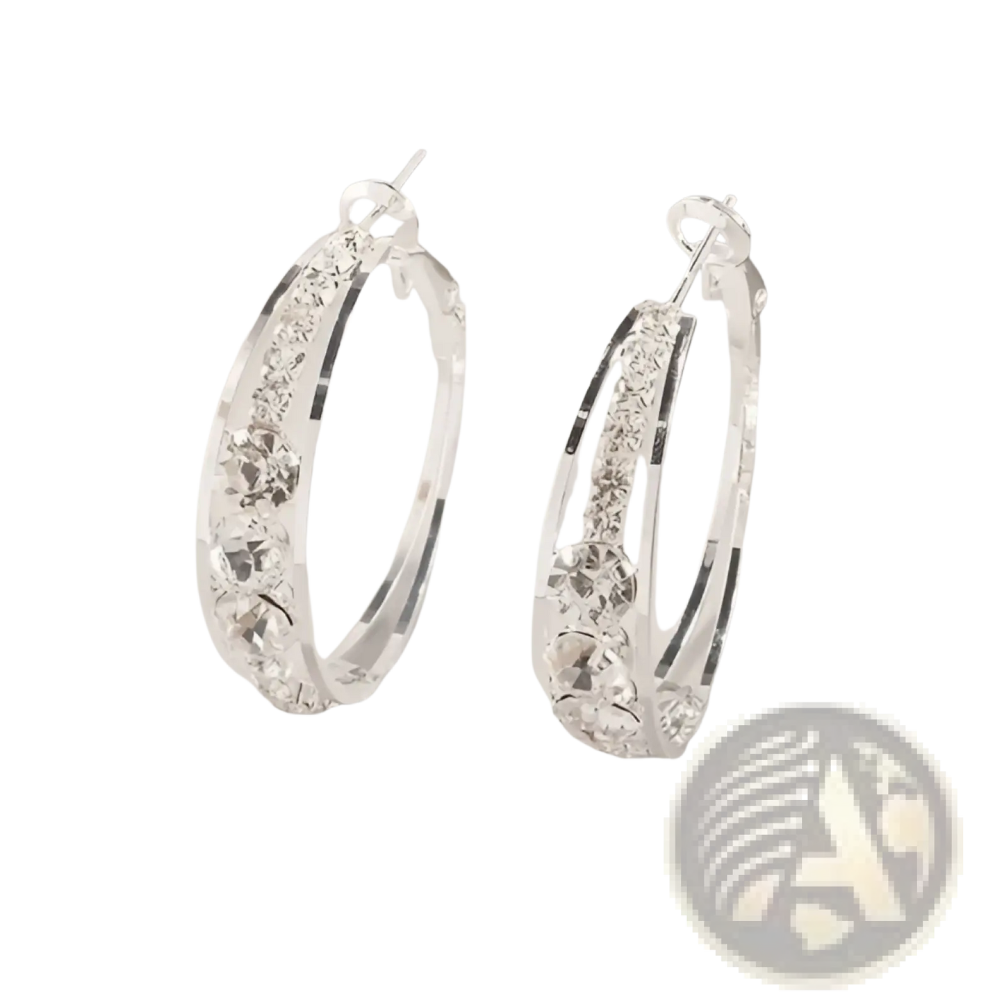 Crystal Inlaid Geometric Hoop Earrings for Women