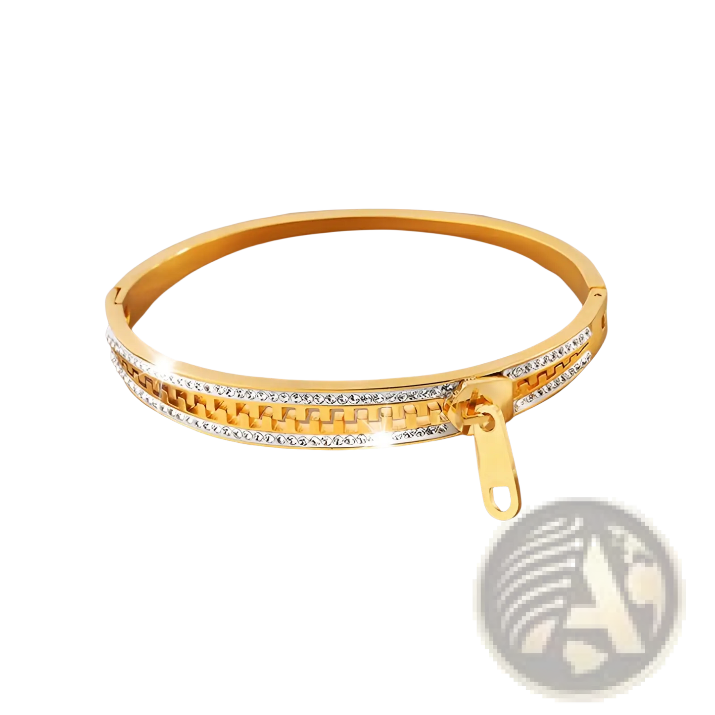 Crystal Interlocking Titanium Steel Zipper Bangle Bracelet