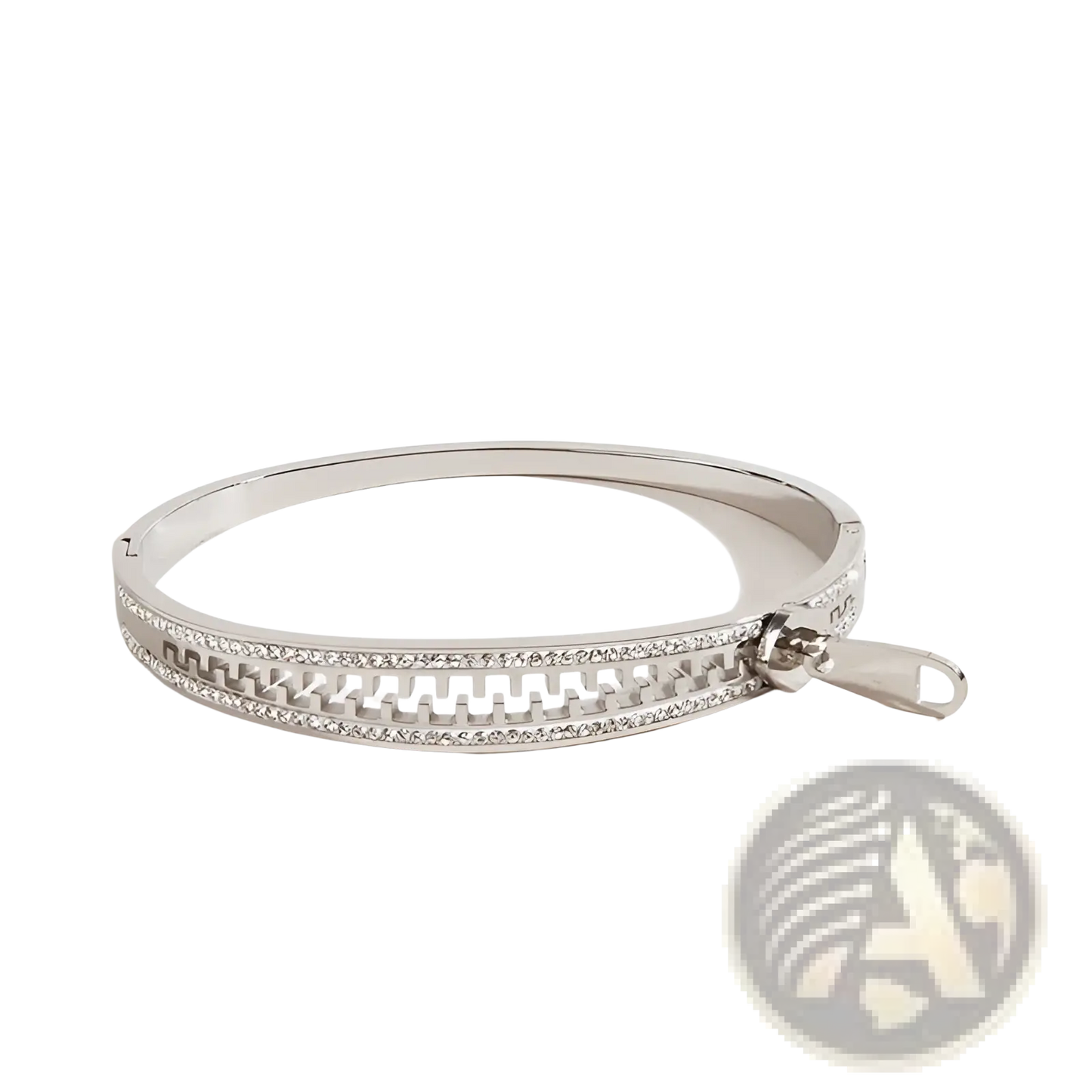 Crystal Interlocking Titanium Steel Zipper Bangle Bracelet